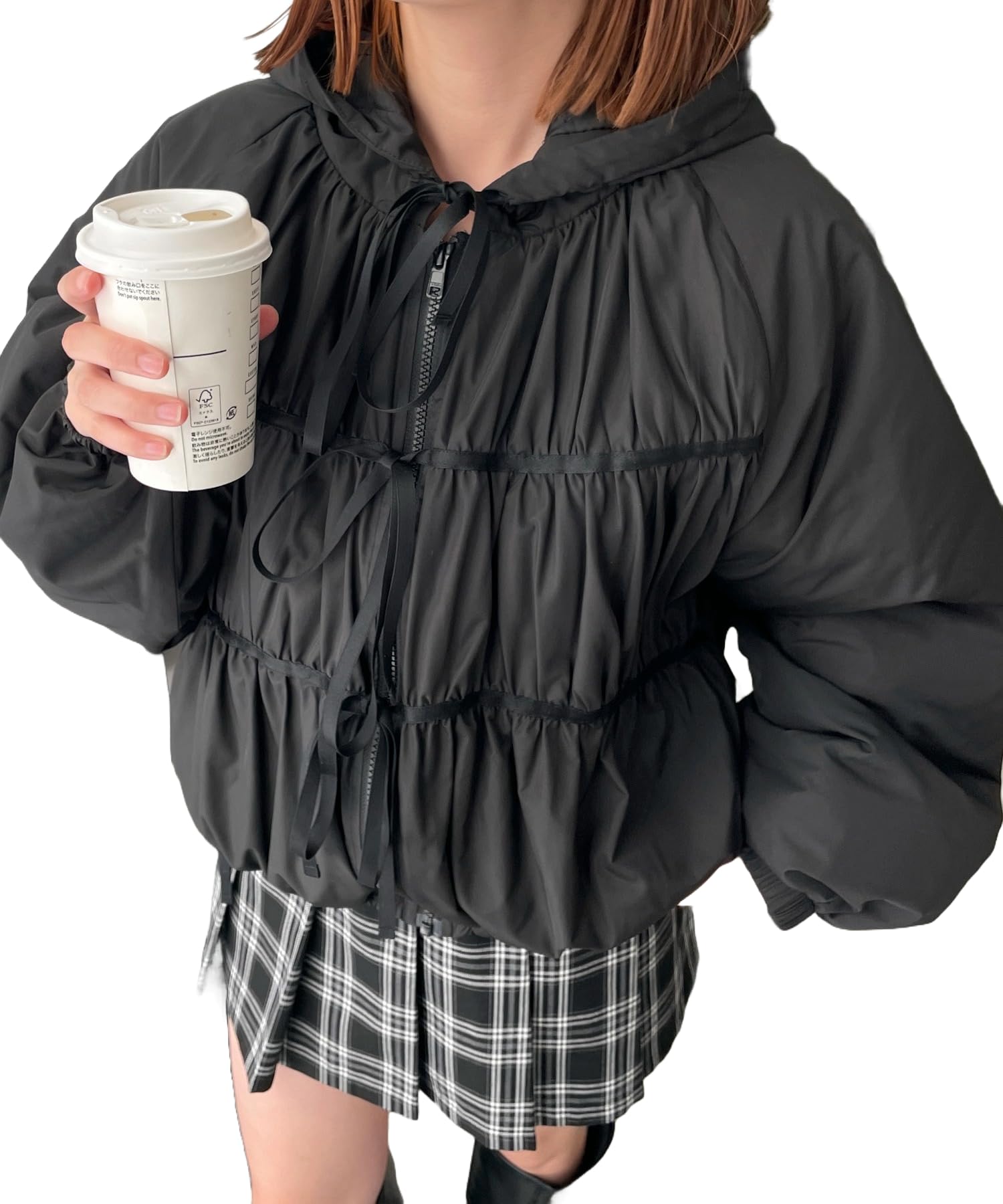 

WEGO Ribbon Hooded Spring Korean Size Black Blouson, Outerwear, Top, Clothing, Clothes, Girly, Style, Casual, Gift, Present, Spring, Autumn, Winter, чорний