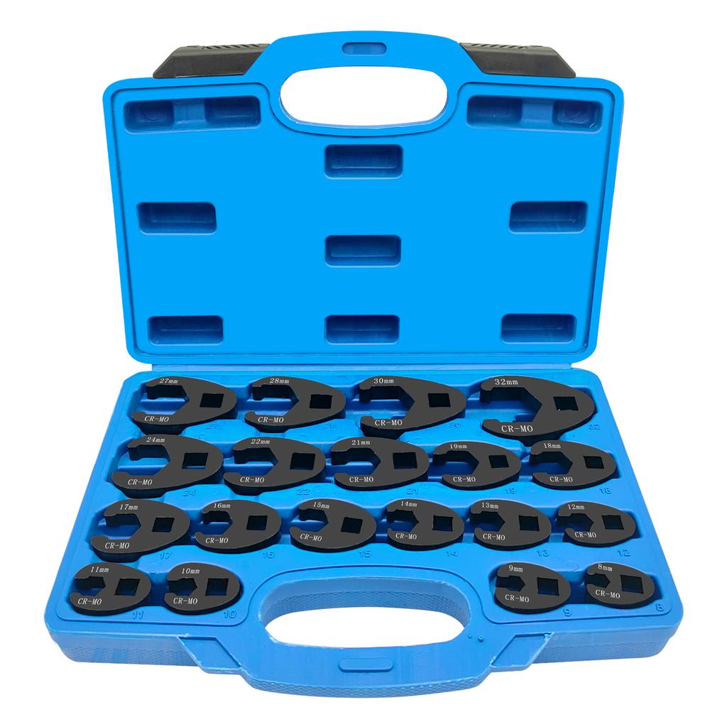3Celsius8   and 1Celsius2    Drive Crowfoot   Nut Wrench Set, 19Pcs   Tool 8 to 32 mm Sizes,   Nut Wrench set for 3Celsius8in and 1Celsiu