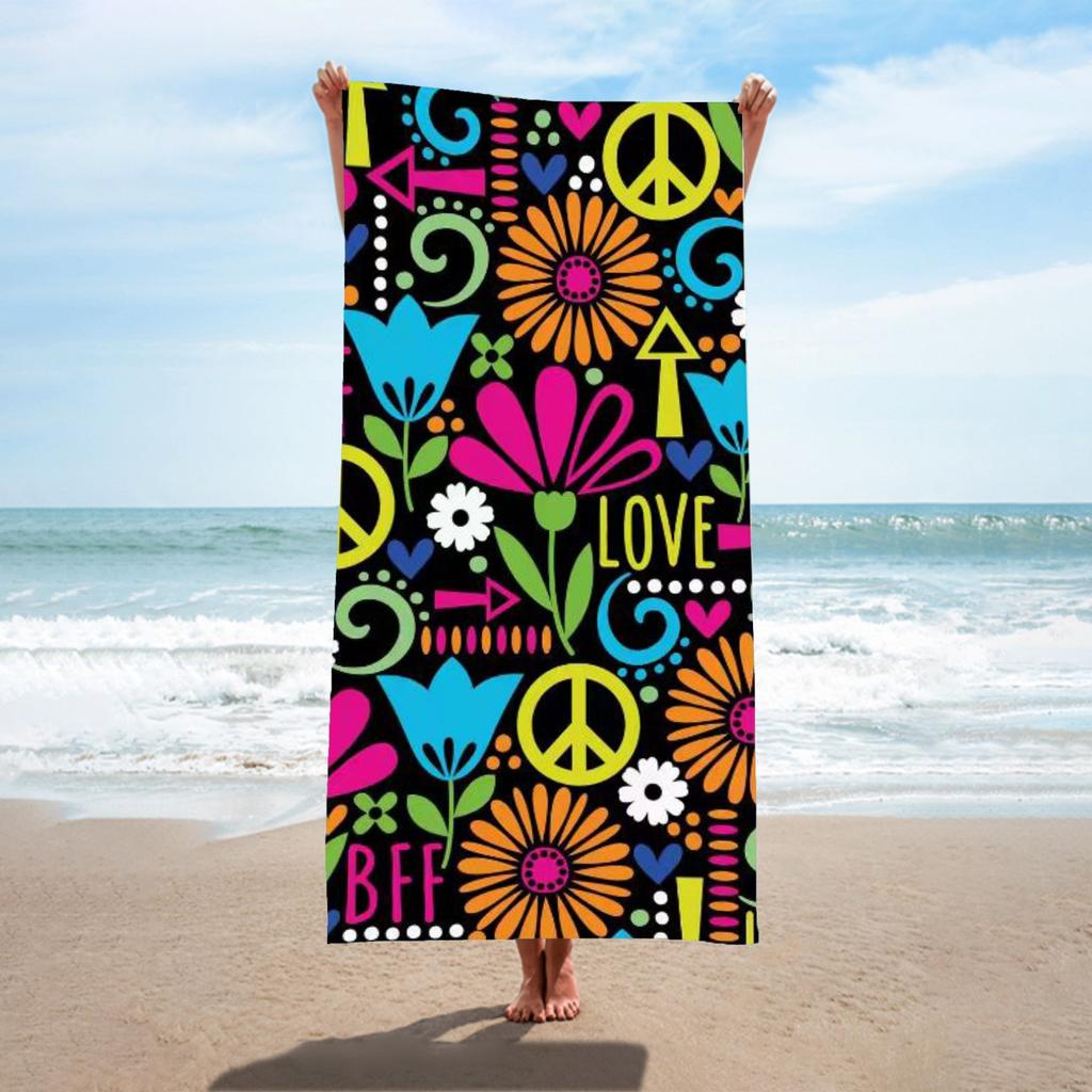 Colorful Vertical Striped Print Polyester Beach Towel Rainbow Quick Dry Bath Towel for Summer Swim Pool Vacation Sand Free