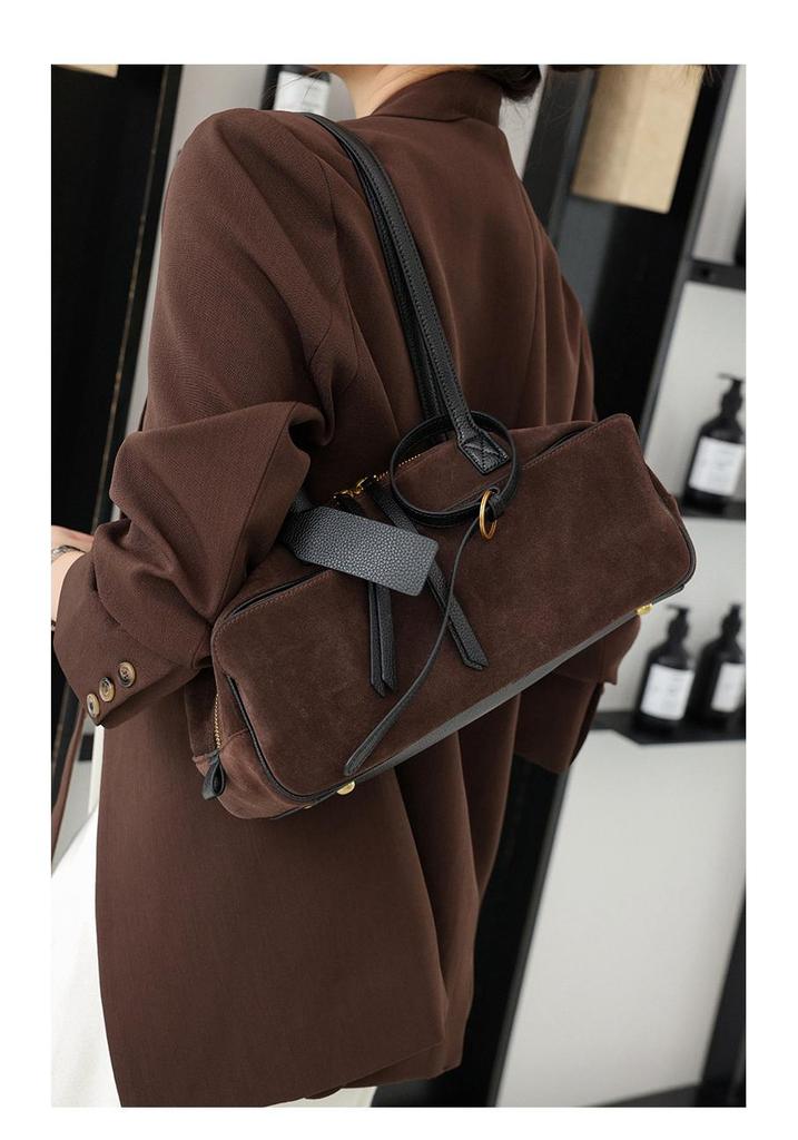 Matte Suede Retro Leather Tote Bag - Women's Large Capacity Shoulder Bag