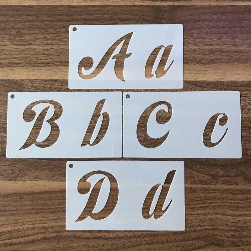 40 Sztuk Szablonów Malarskich Wyciskane Litery Cyfry Szablony Wielokrotnego Użytku do Malowania Natryskowego Rękodzieła DIY Dekoracji Ścian