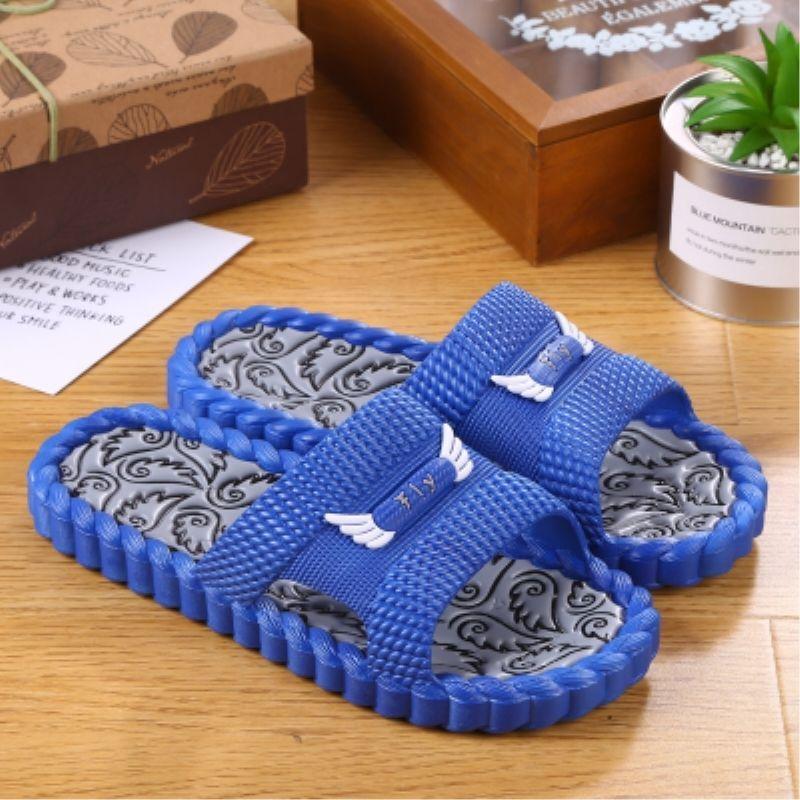 

Мужские тапочки с индивидуальным дизайном крыльев, противоскользящие и неприятные запахи, летние домашние массажные повседневные сандалии, мужские уличные тапочки 45 серый/синий