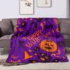 Halloween Pumpkin and Spooky Icons Patterned Flannel Blanket Perfect for the Bedroom Living Room, Sofa, or a Little Nap