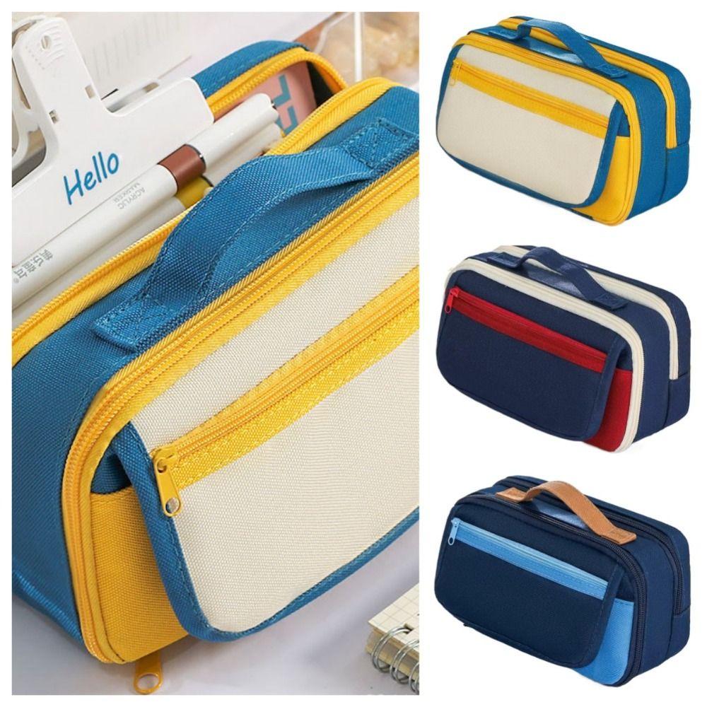 Multi Layer Pencil Case Zipper Stationery Storage Bag Simple Pencil Pouch  Kids Children