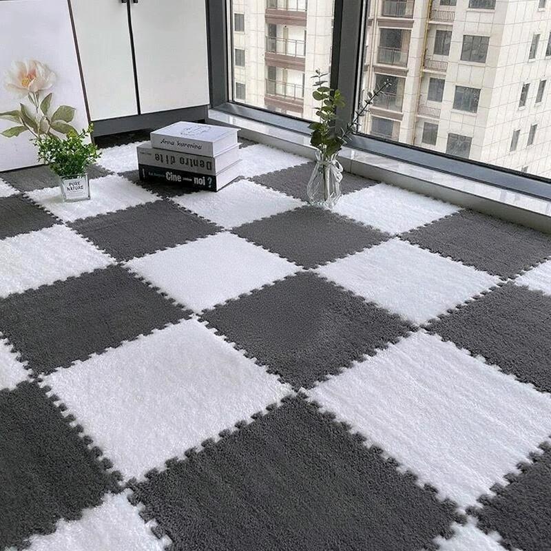 24PCS Solid interlocking foam mat - non slip EVA bedroom crawl floor mat living room decorative carpet