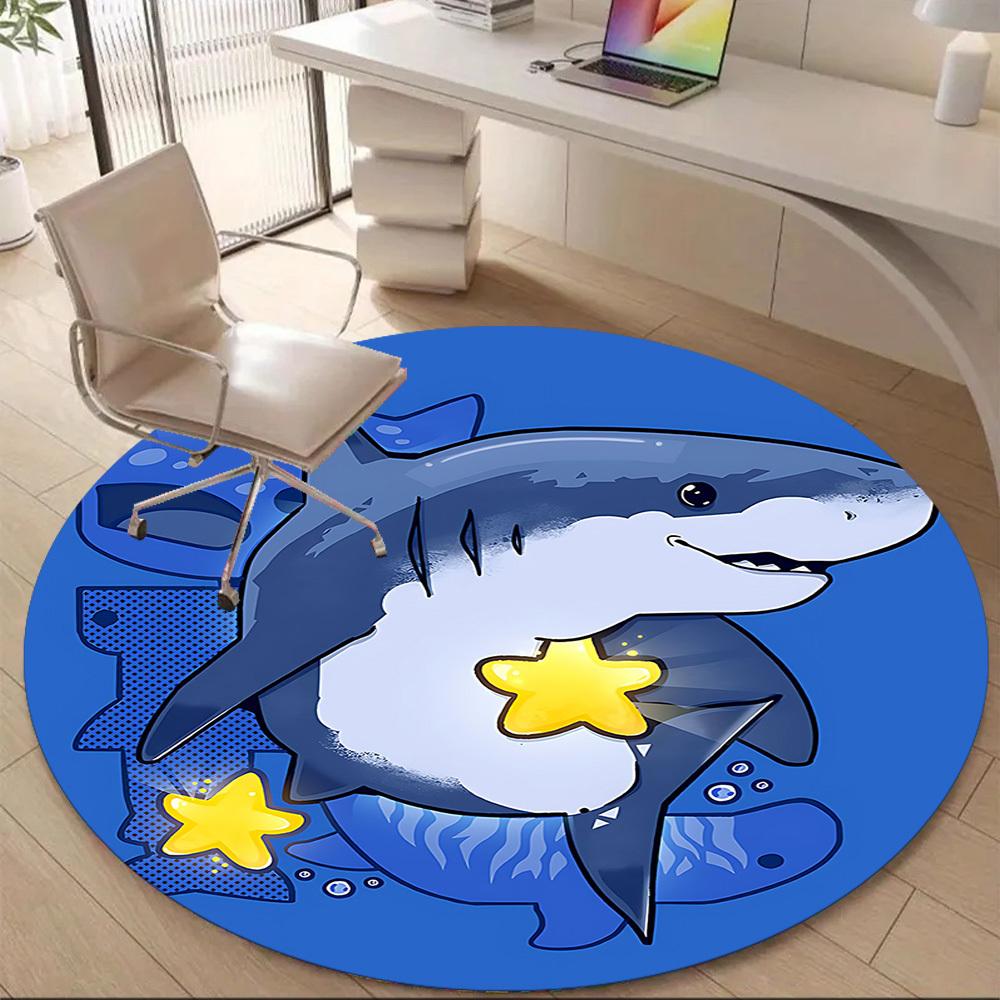1PC Shark Starfish Office Round Area Rug, Mat Suitable For Office, Under Office Chairs Bedroom Living Room Home Decor, Room Deco