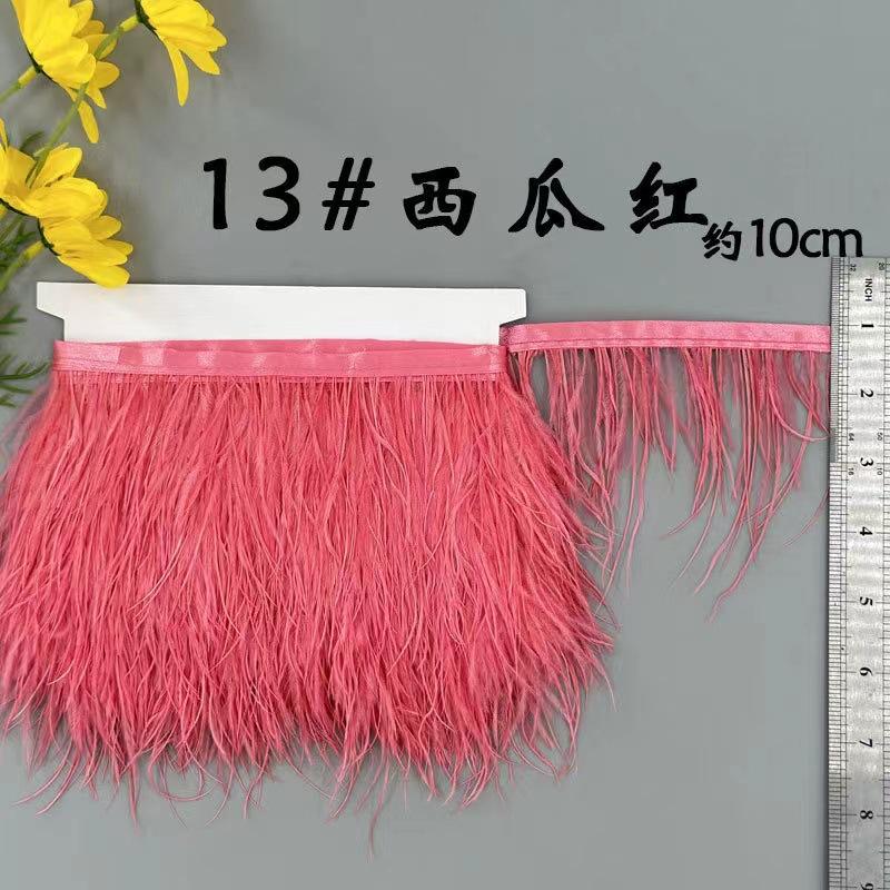 8-10 Ostrich Feather Cloth Edge Colorful Ostrich Hair Dress Performance Accessories Diy Decorative Material Feather Cloth Edge
