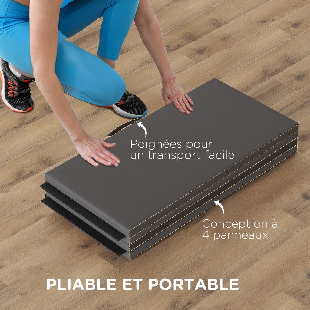 Foldable Gymnastics Mat for Yoga, 240 x 120 x 5 cm, Grey