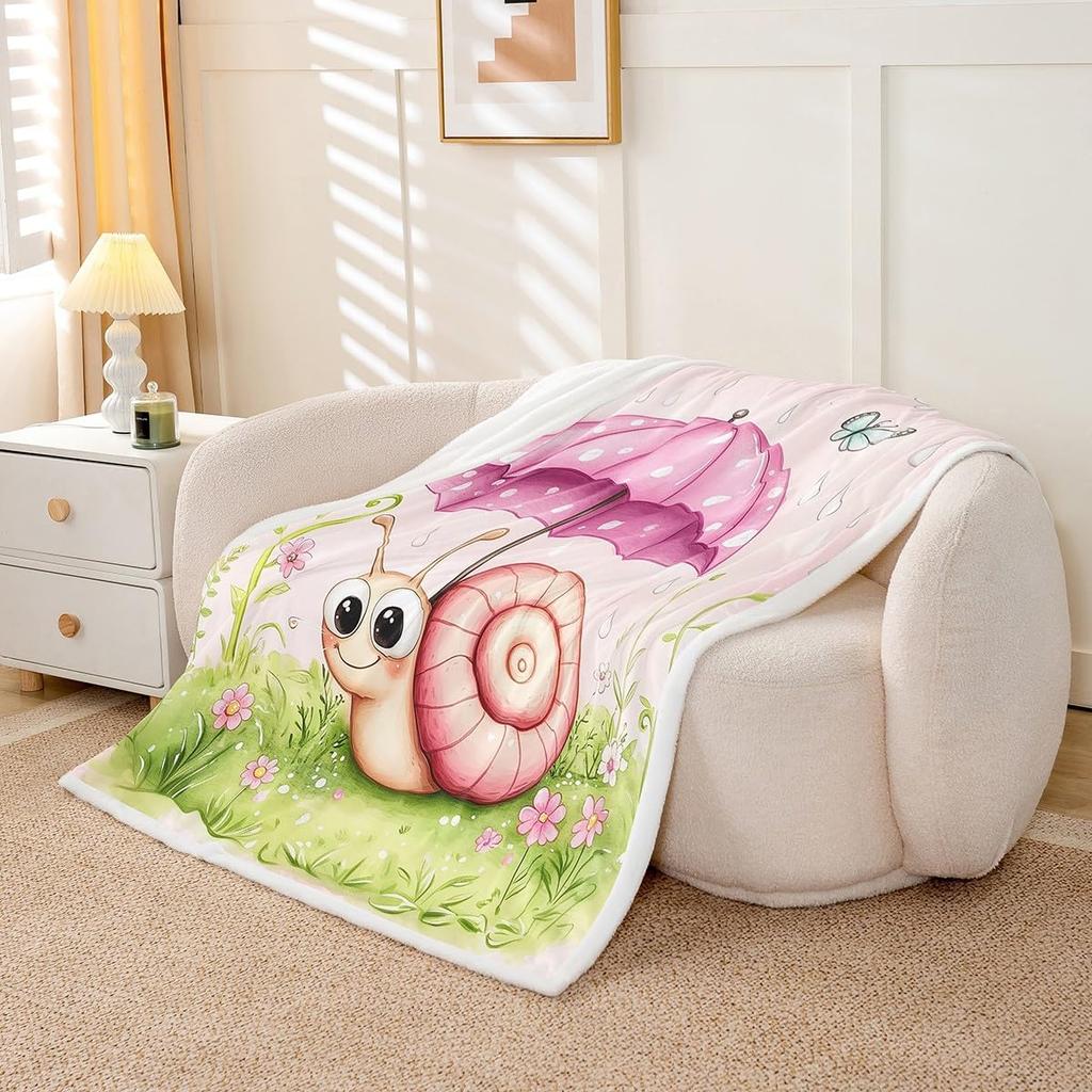 Süße Schnecken-Decke Weicher Fleece-Überwurf Regenschirm-Design Kinderzimmer-Dekoration Babygeschenk Garten-Thema