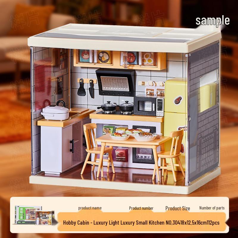 

Kids DIY 3D Micro Space Scene House: Kitchen, Cafe, Milk Tea, Convenience Store Puzzle Toy