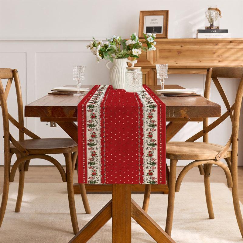 Weihnachts-Tischläufer Baumwolle Leinen Festliche Atmosphäre Küchentisch Heimparty Dekoration Tuch Tischdecke Platzset