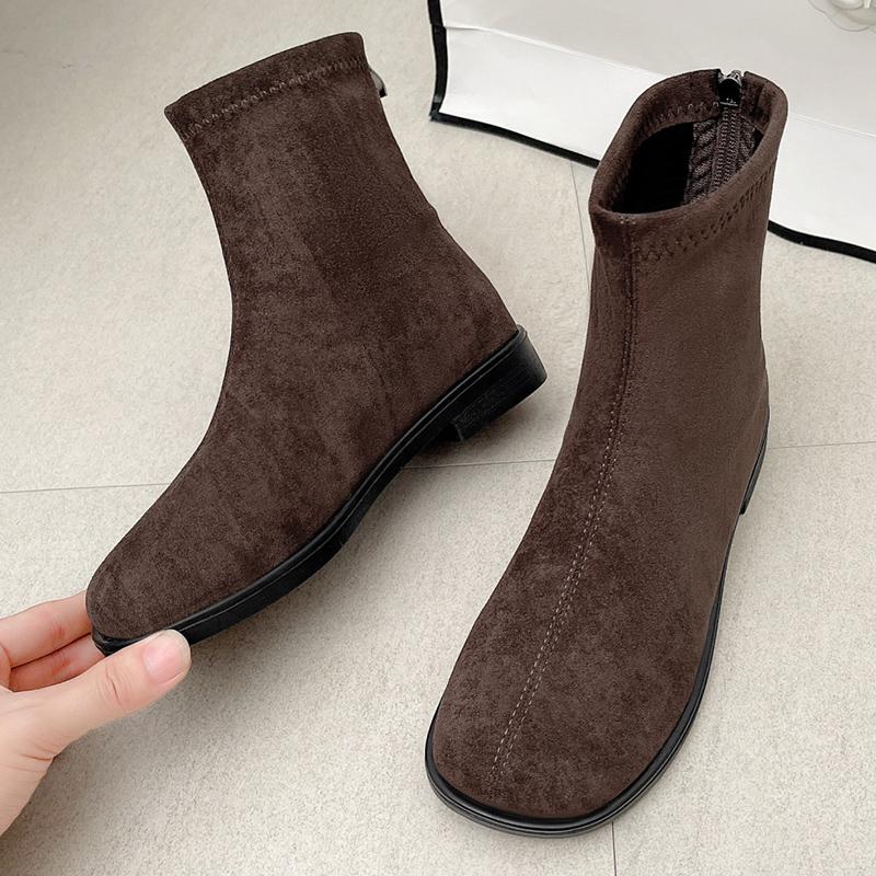 

Зимние туфли на плоской подошве из замши женские ботильоны короткие плюшевые теплые дизайнерские хлопковые туфли 2025 года трендовые нескользящие удобные новые женские ботинки 40 коричневый