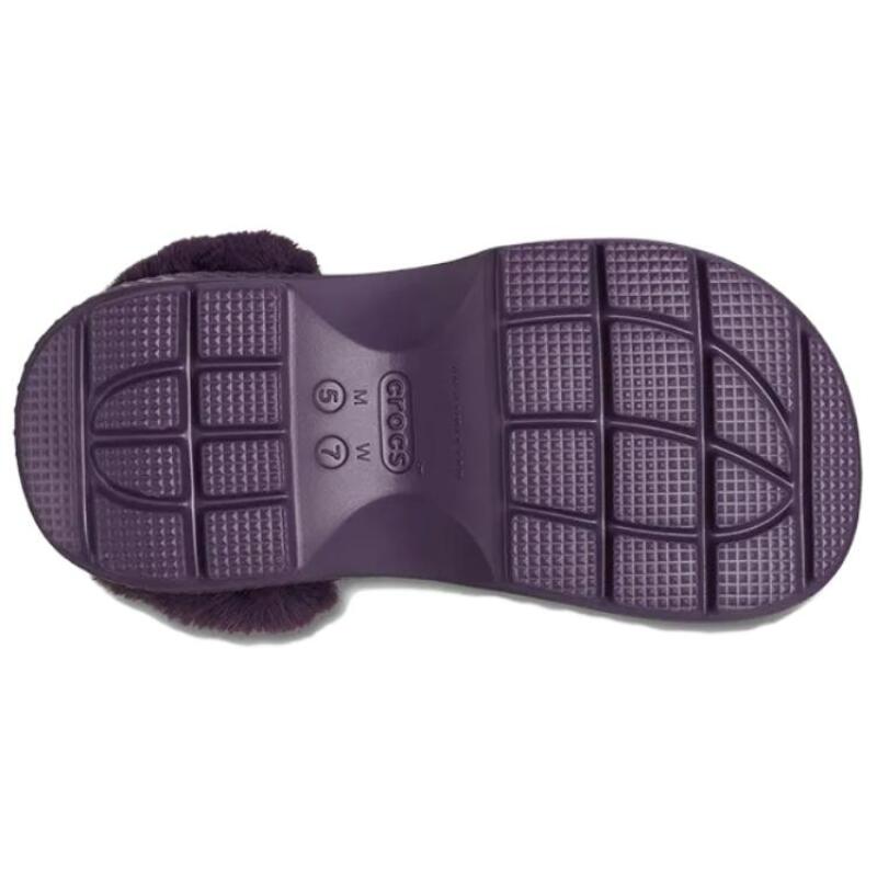 Crocs EVA Fashion Soft and Warm Hole Shoes Women's Deep Iris Purple The Plush Part Is Not Removable
