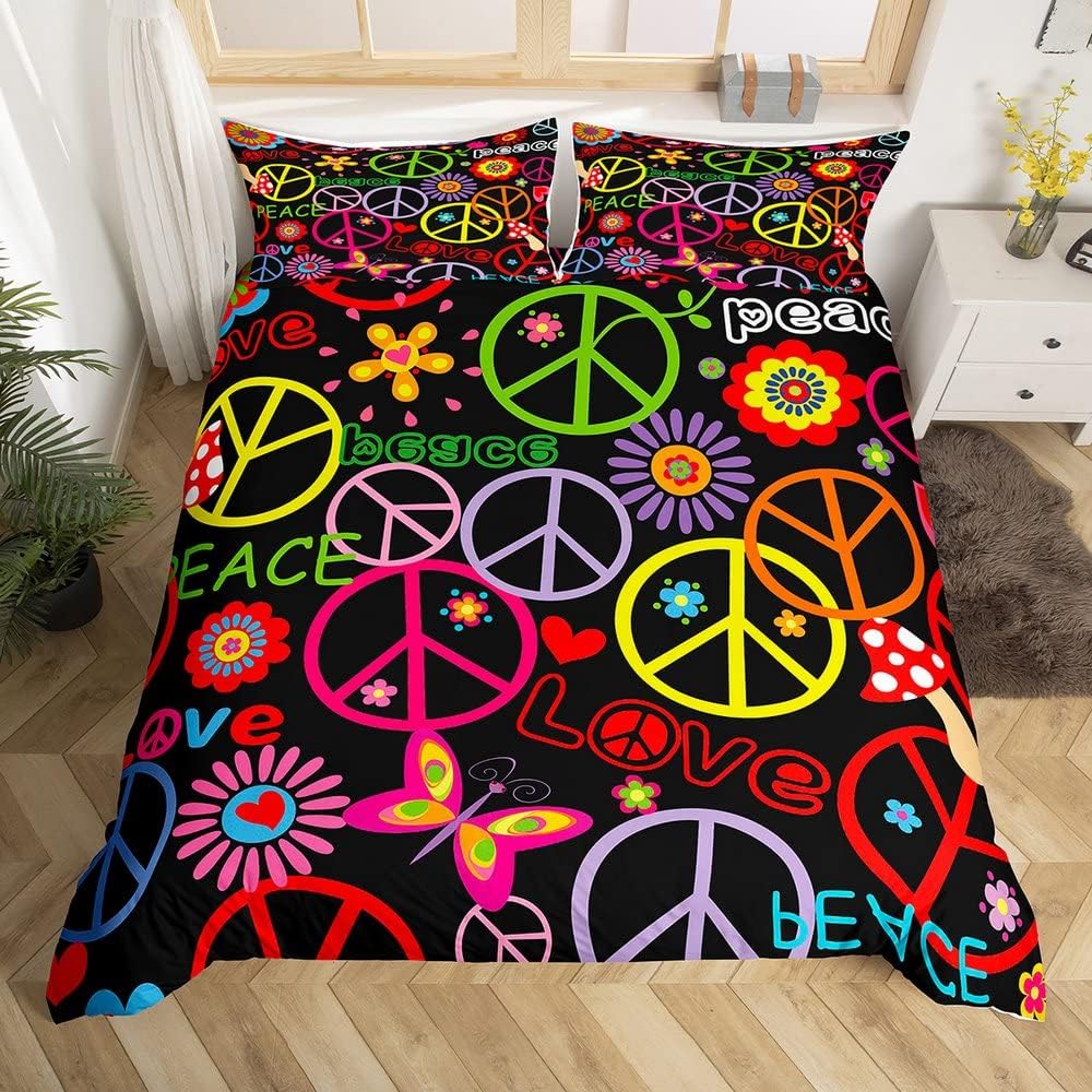 

Exotic Mushroom Eyes Rainbow Duvet Cover Queen King Size Bohemian Style Bedding Set For Men Women Halloween Floral 3 Pcs EU Single(135x200cm)