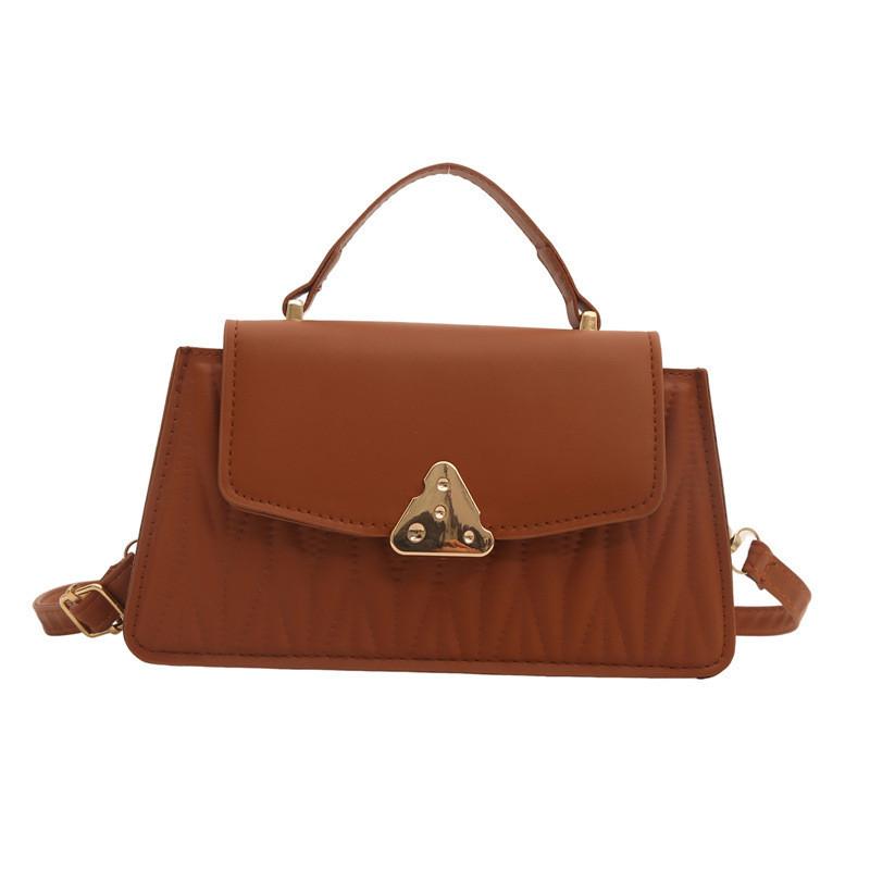 Chic Urban Style Pu Leather Handbag For Women 2024 Summer Fashion Quilted Design коричневый