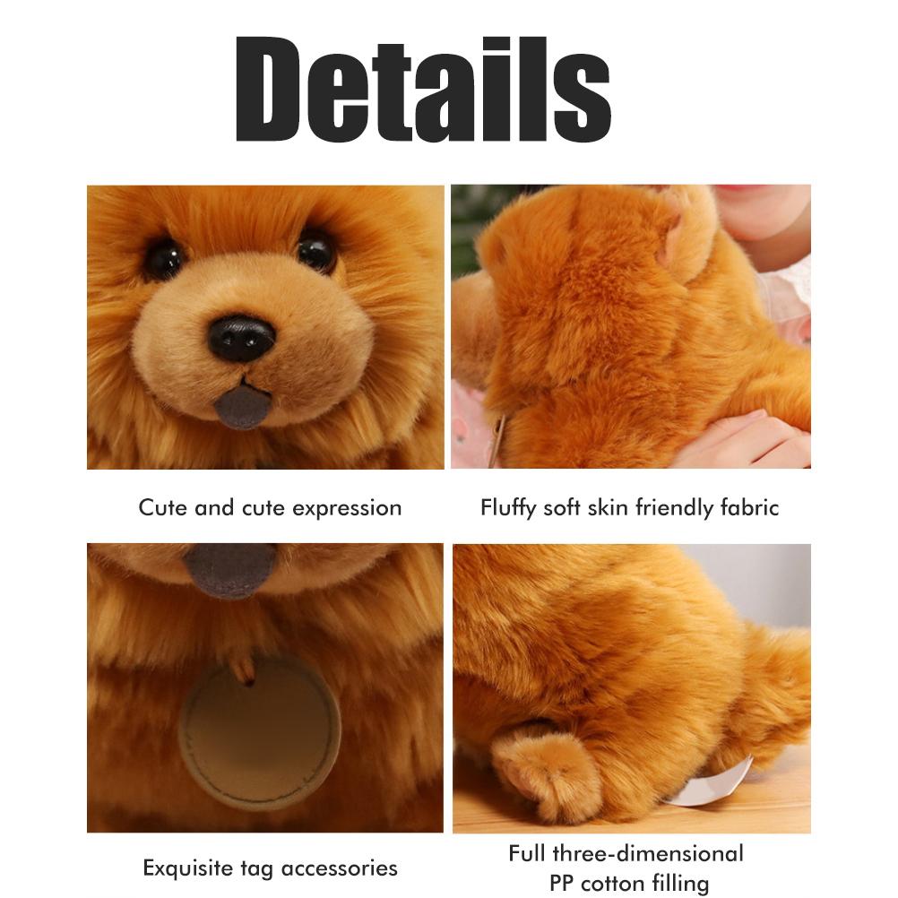 25cm(10inch) Cute Chow Dog Plush Toy Soft Stuffed Animal Fluffy Doll Throw Pillow Sofa Couch