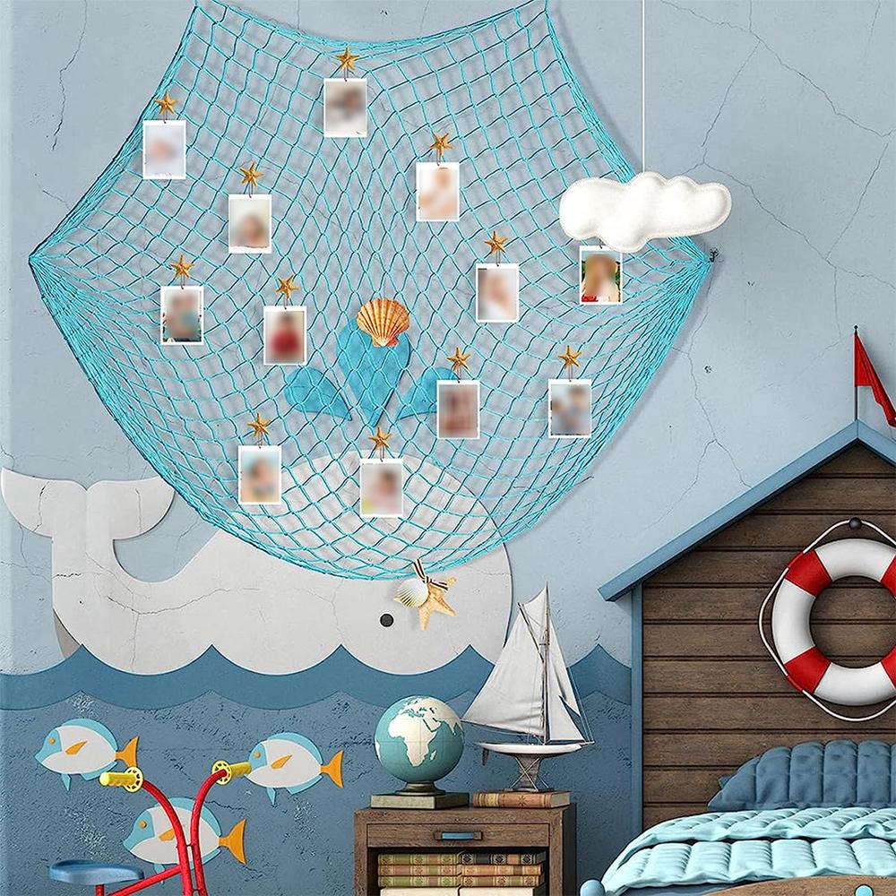 Fishing Net Wall Hangings Decoration 1M*2M for Pirate Party Hawaiian Party Nautical Themed Cotton Fish Ney\t Home Decor