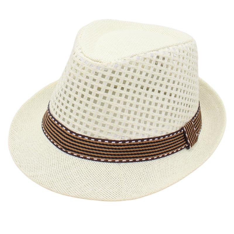 Spring And Summer Gentleman Straw Hat Breathable Cool Hat Short Brim Sun Hat Old-Fashioned Jazz Hat Men'S And Women'S Hollow Top Hat Purely Handmade