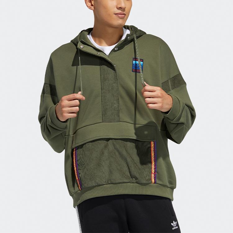 Adidas Originals Trefoil Adv Half-Zip Sport Hoodie Men Tops Base-Green GV0930