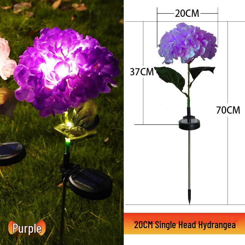 Hydrangea Solar-Powered Outdoor Flower Lamp: Cross-border Waterproof Decorative Light for Lawn and Courtyard.