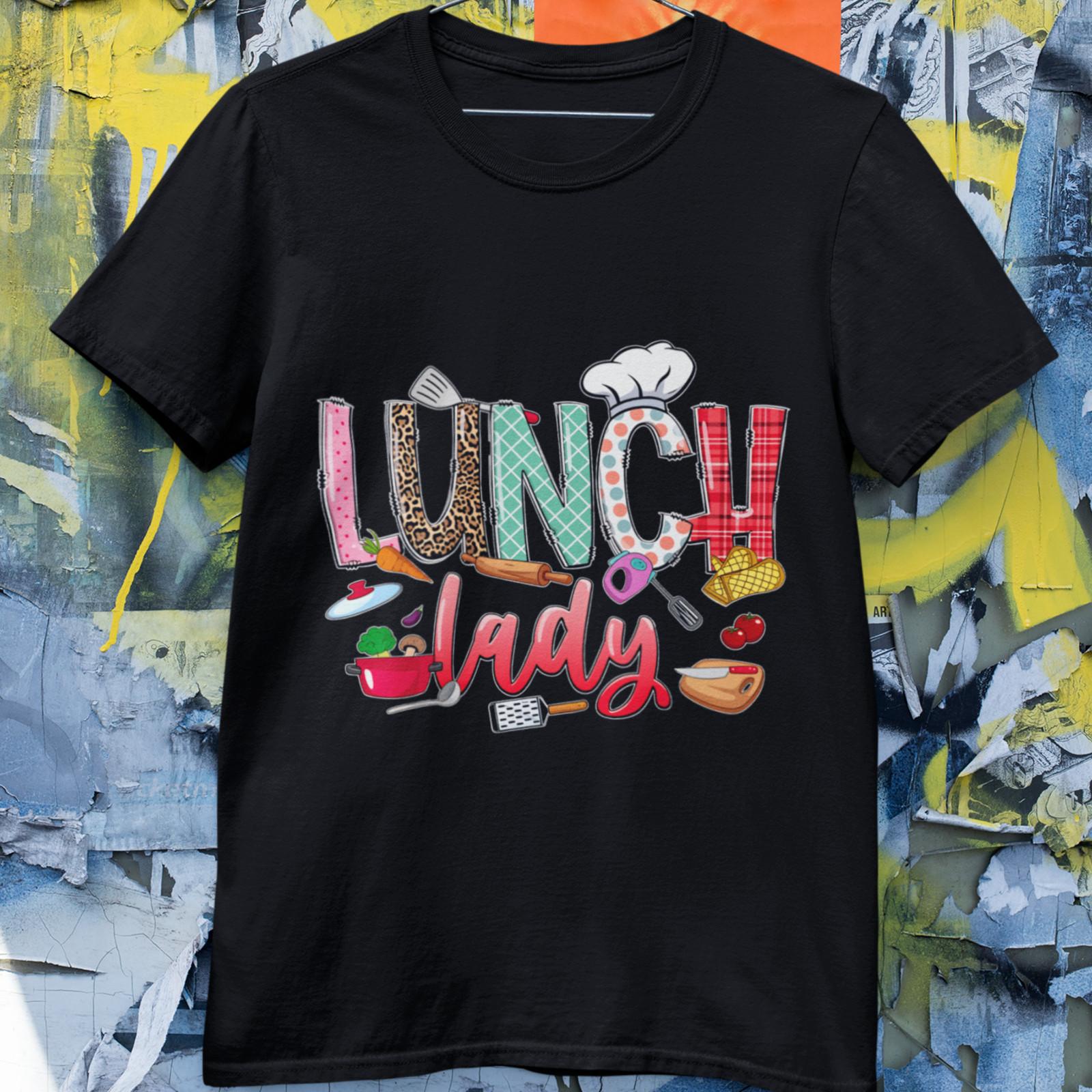 Funny Lunch Lady Graphic T-Shirt Cooking Food Teacher Gift Tee XL