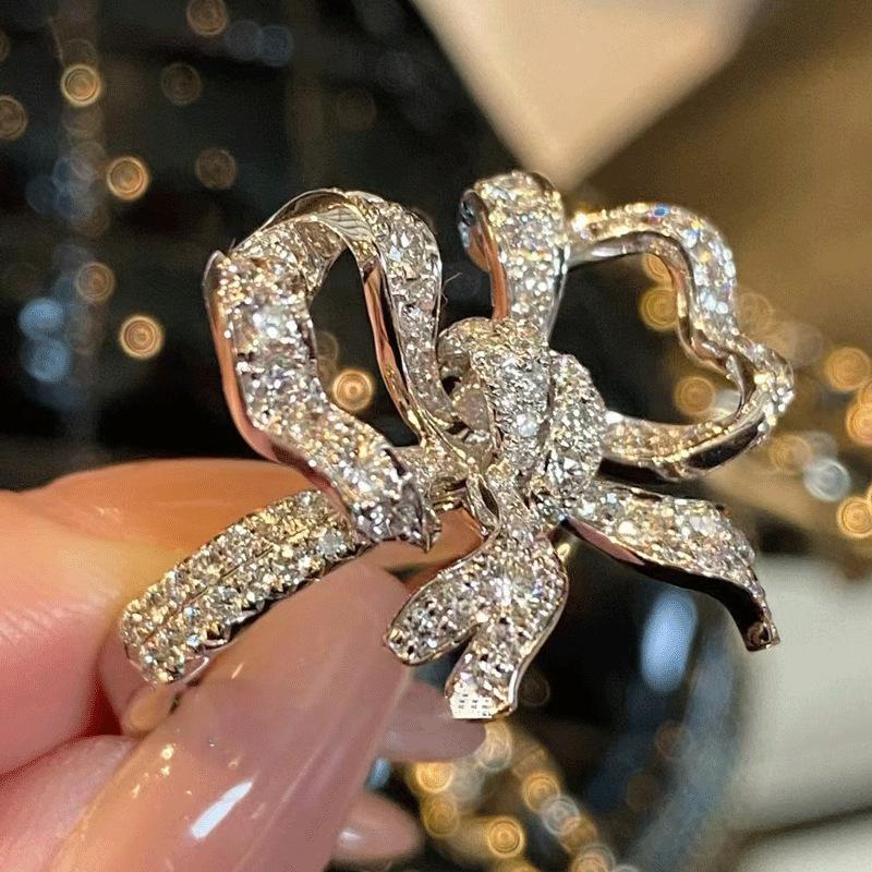 Bow Ring Women'S Opening High Sense Light Luxury Small Fresh Ring