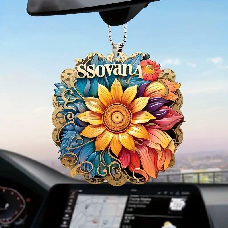 Fashionable Acrylic Sunflower Hanging Pendant For Upscale Automobile Decoration