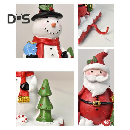Christmas Stocking Holder Resin Snowman Santa Claus Xmas Decor Holiday Home Party Decoration for Indoor Counter Window Fireplace