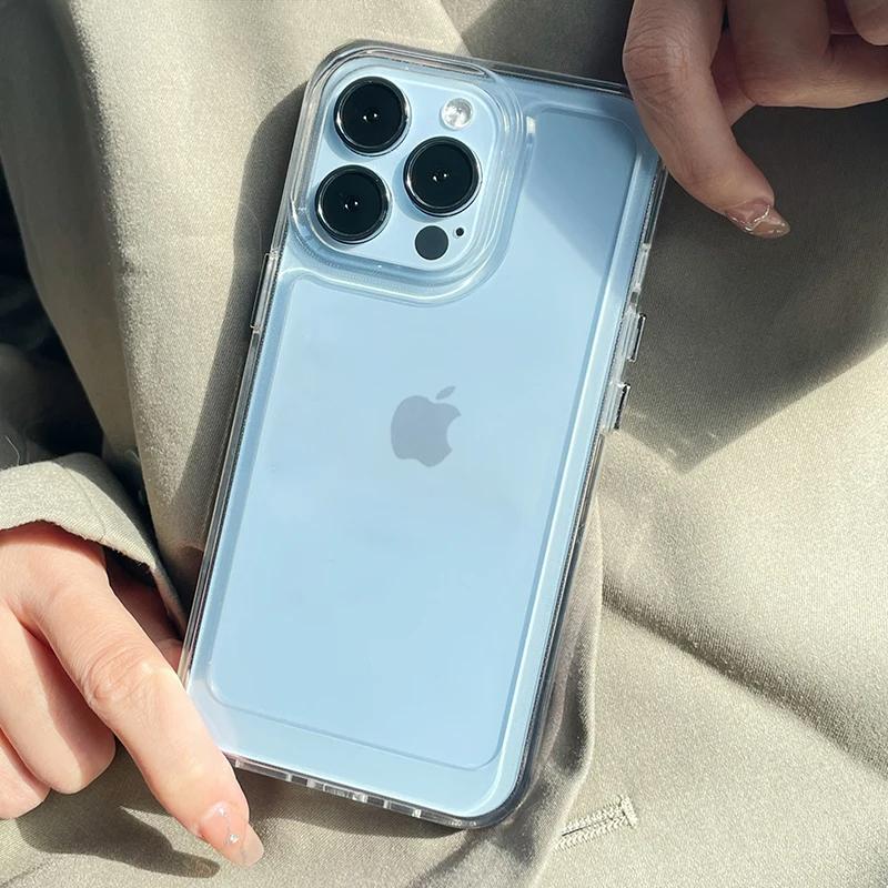 Transparent Shockproof Hard Acrylic Case For iPhone 16 15 14 13 12 11 Pro Max Plus 12 Mini 13 Mini Silicone Bumper Clear Capa