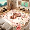 Highland Cow Theme Soft Crystal Velvet Rug Custom Name & Text Print Non Slip Floor Rug for Bedroom Living Room