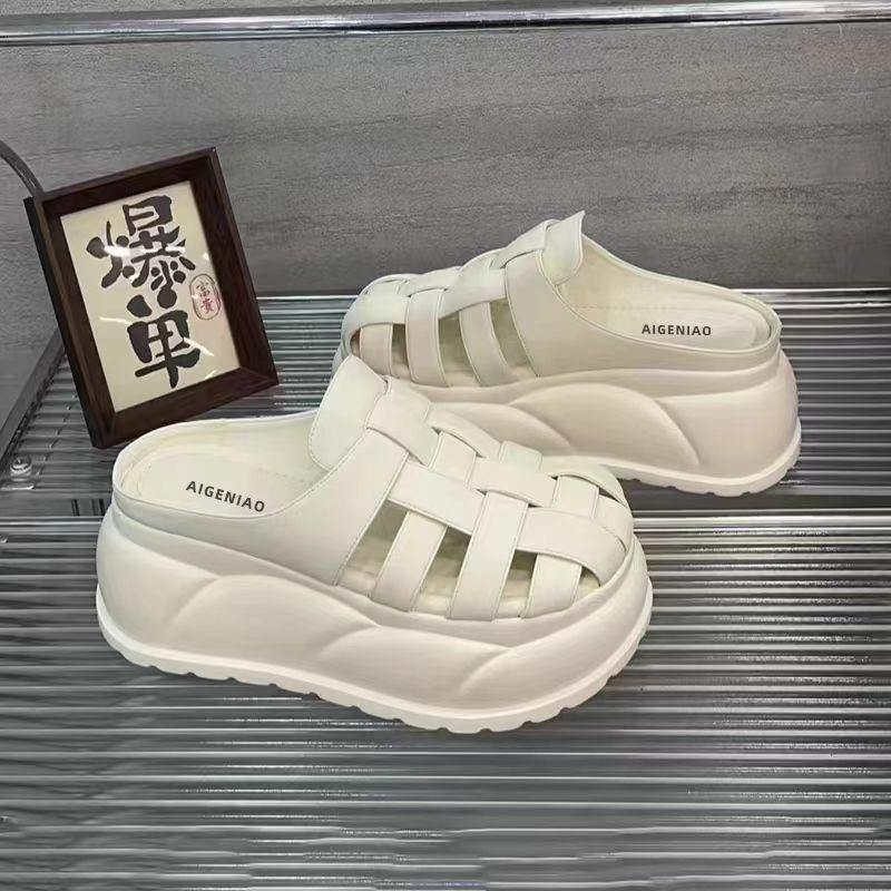 Толстые тапочки Baotou Half Slippers женские летние модные пляжные сандалии 35