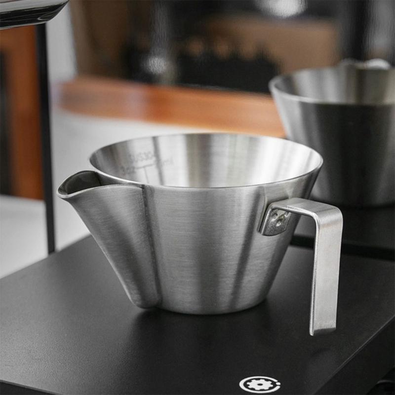 Practical Espresso Filter Cup With Handle and Scale Stainless Steel Milk Ounces Cup With Measurement Marks