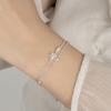 925 Sterling Silver Sweet Fashion Double Romantic Cherry Blossom Zircon Bracelet Birthday Anniversary Party Gift