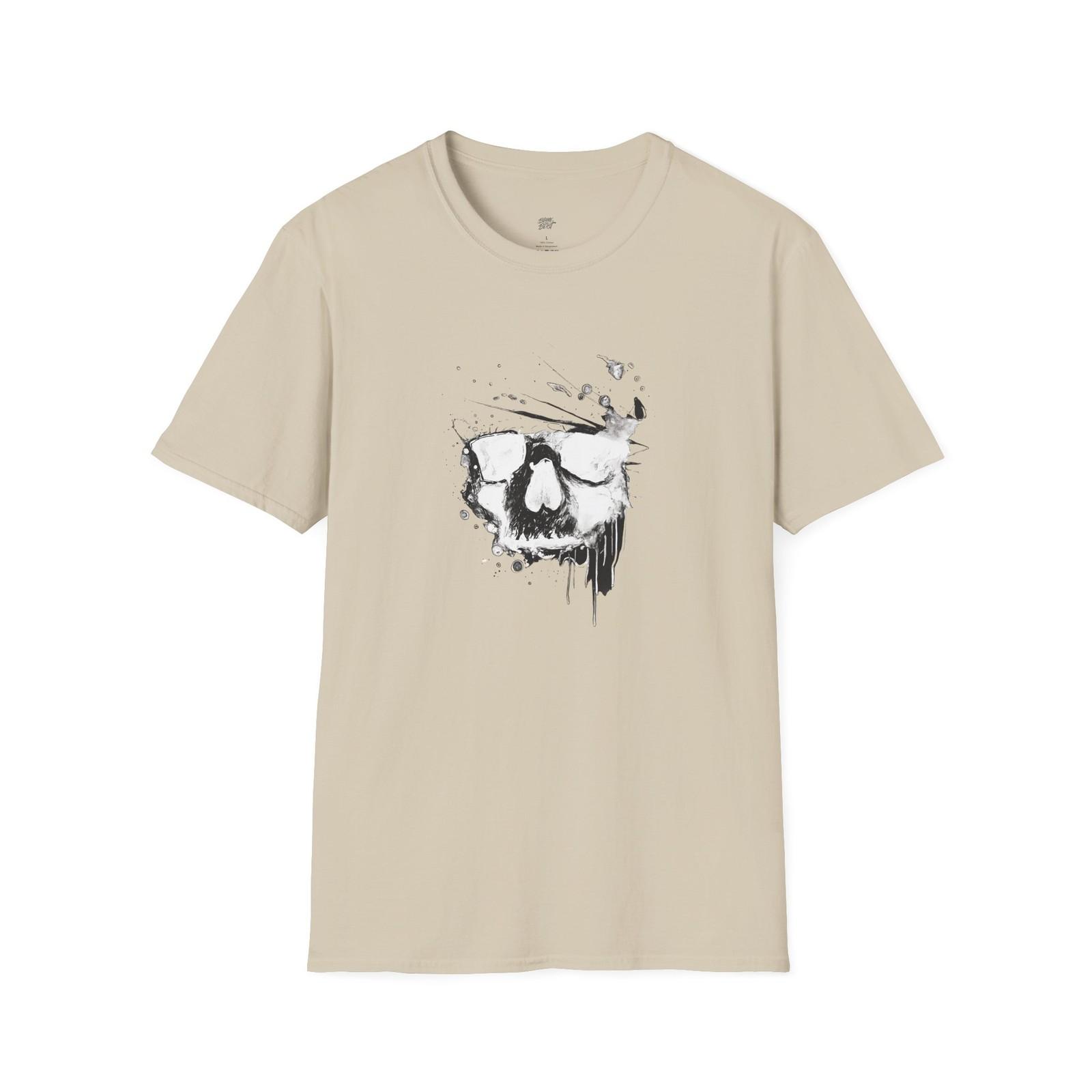Skull Inked T-Shirt, Abstract Design, Halloween Shirt, Grunge Tee, Men Women S