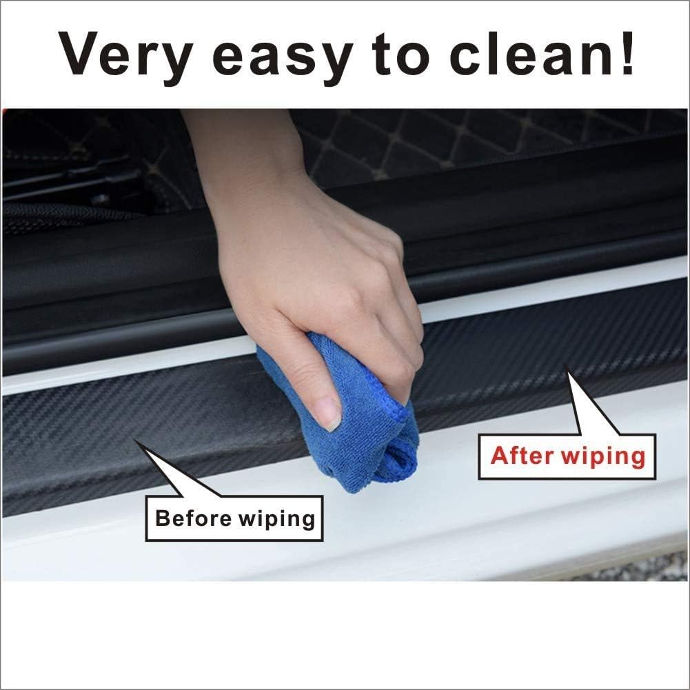 MAXMILO 4Pcs Car Door Sill Protector Reflective 4D Carbon Fiber Leather Sticker Decoration Door Entry Guard Accessories Compatible with Colo4x4rado