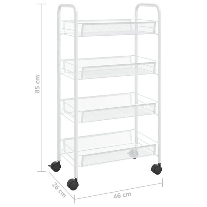 VidaXL 4-Tier Kitchen Cart White 46x26x85 Cm Iron 336326