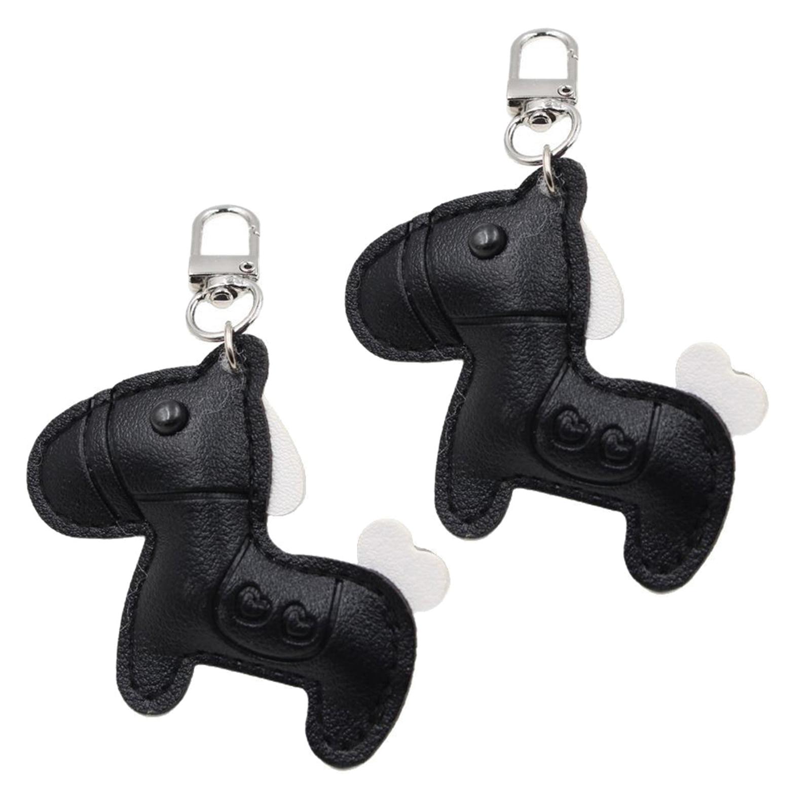 

2 Piece Stylish Horse Theme PU Leather Key Accessory Handmade Stitching Vibrant Color Design Keyring Gift for Adults