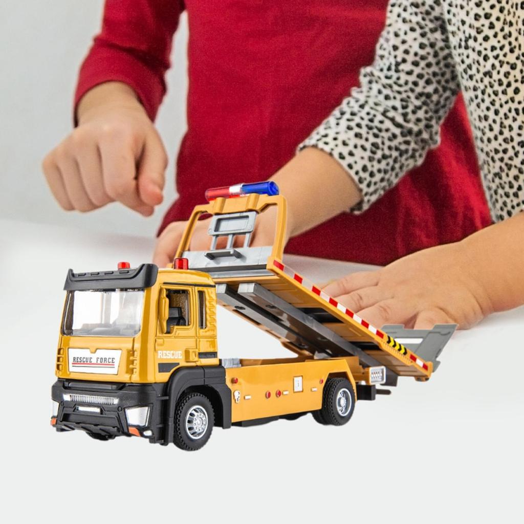 1/32 Tow Truck Toy,Construction Toys,Flatbed Trailer,Holiday Gift Alloy Model,Tow