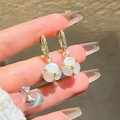 Fashion Rhinestone Opal Dangle Earrings for Women  New Statement Pendientes Trendy Zircon Crystal Earring Jewelry Gift