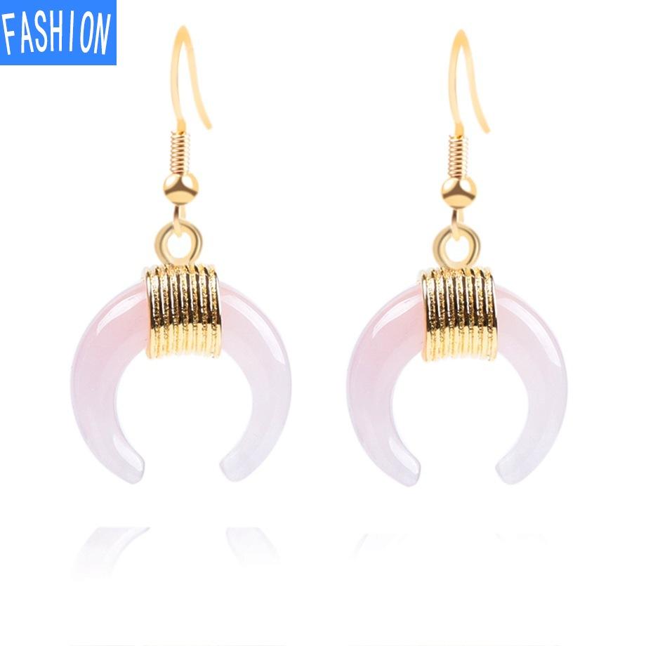 

Национальная ветровая труба, изогнутая луна, полумесяц, полумесяц, ювелирные изделия из натуральных кристаллов, имитация раны, золотые серьги с рыболовными крючками