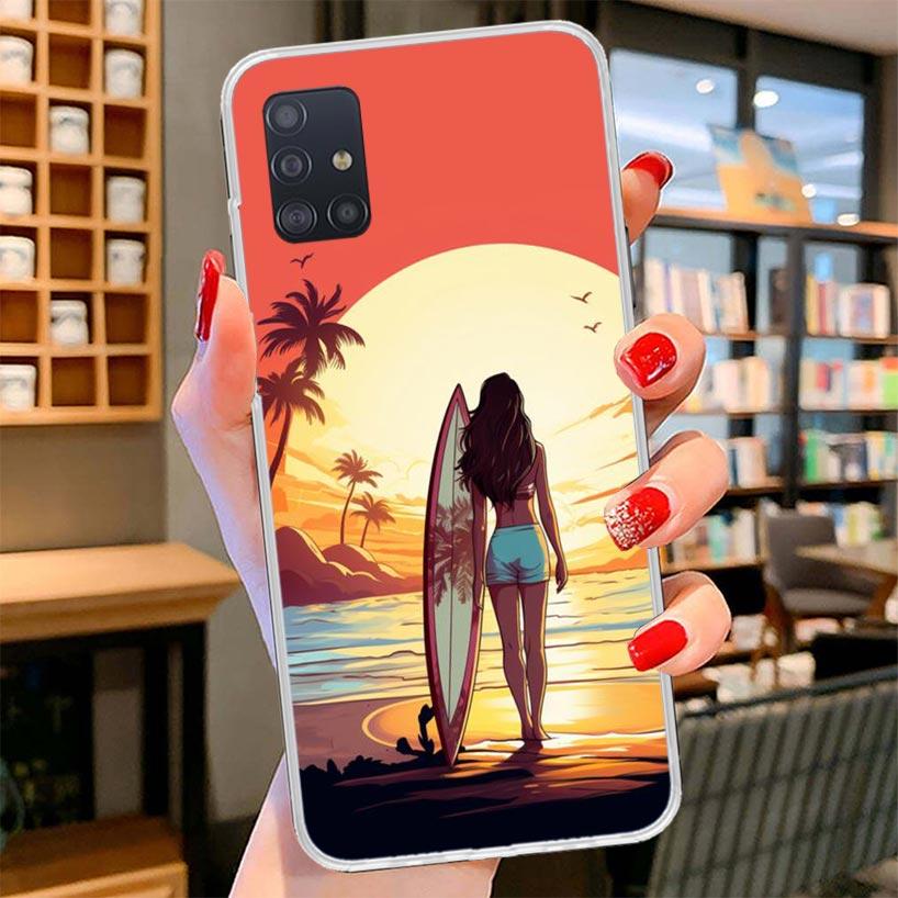 Surf Board Aesthetic Cover Phone Case For Samsung Galaxy A12 A22 A32 A52 A72 A02S Phone Case Note 20 Ultra 10 S10 Plus A51 A71 A