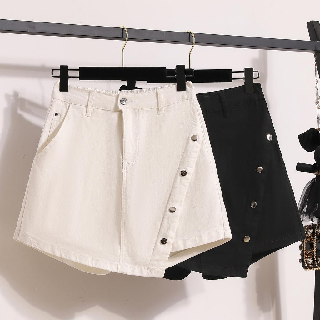 DIMANAF Übergröße 2025 Lässige Damen Jeans Shorts Hosen Sommer Locker Basic Hohe Taille Hosen Elastischer Bund