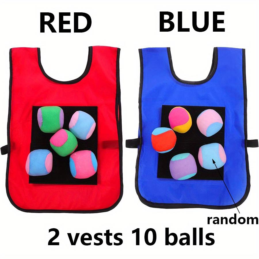 2 Vests 10 Balls Throwing Game Prop for Team Building Backyard Fun Outdoor Sports Family Games Group Activities Interactive JXB