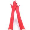 Women'S Evening Party Formal Gloves Solid Color Satin Long Finger Mittens For Events Activities Red White Rose Color