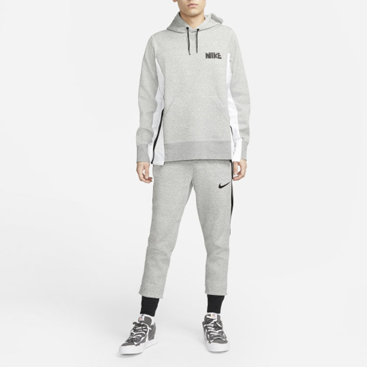 Nike Logo Print Spliced Color-Block Sports Hoodie Men Hoodie Grey CZ4695-063