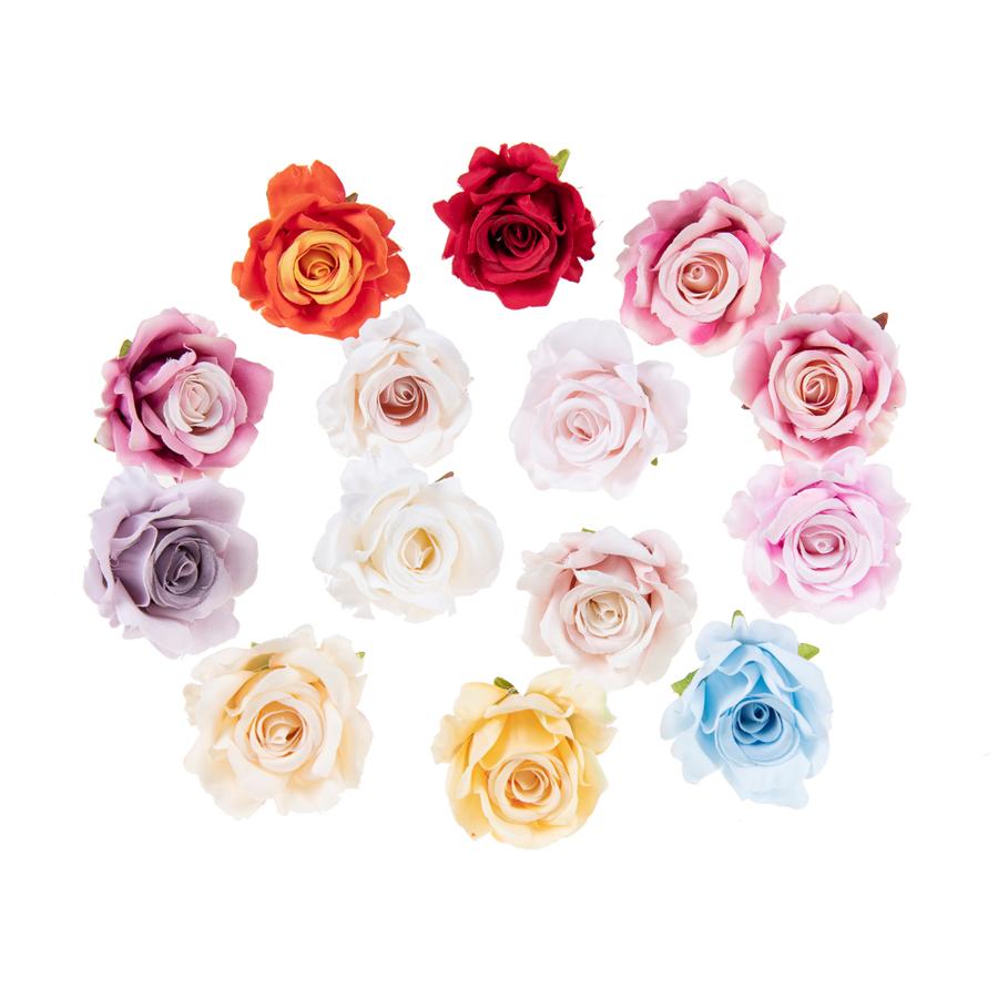 100Pcs Silk Rose Artificial Flower Hot sale Christmas Wedding Bridal Bouquet Home Outdoor Garden Diy gift box Scrapbook Material