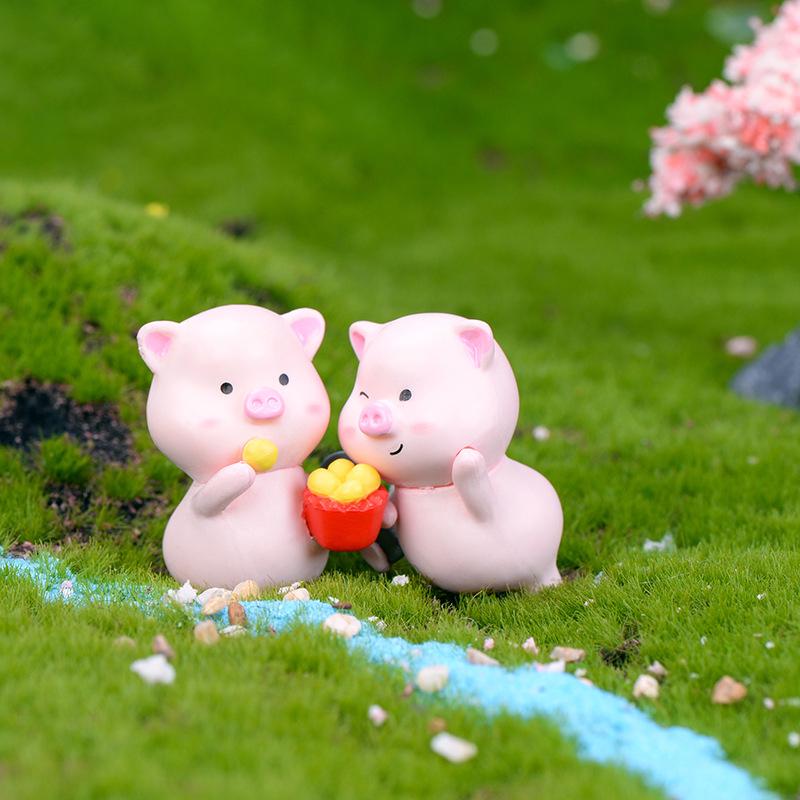 DIY Mini Miniature Ornament Pig Decoration Key Buckle 6PCS Car Decoration