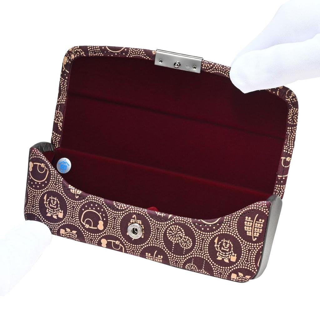 Inden H Glasses Purple with White Akita Akita Prefecture Limited Edition [Inden-ya] Case, Deerskin, Lacquer, Pattern, 4206-16-AKT,