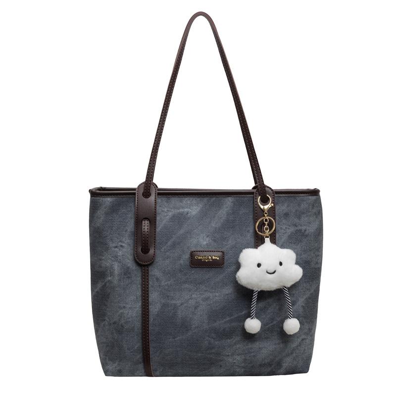 

commuting to work, armpit bag for women shopping, new retro fashion casual tote bag, high-end textured shoulder bag Without pendant синий