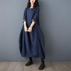 Vintage Long Sleeved Denim Dress 2025 New Plus-size Loose Blue Long Dresses for Women Autumn O Neck Casual Dress